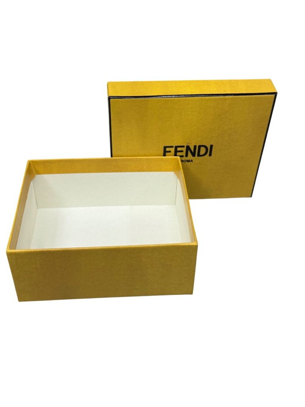 Fendi Yellow Gift Box 6x5x2 Storage Organizer Authentic Jewelry Bracelet Wallet